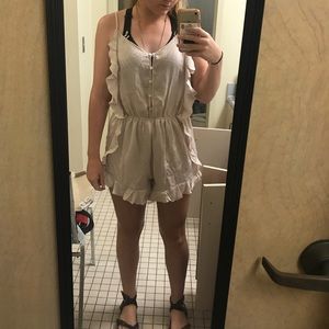button up ruffled romper